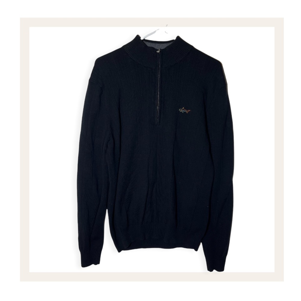 Greg Norman for Tasso Elba Quarter-Zip Sweater (Black) (Men's Medium)